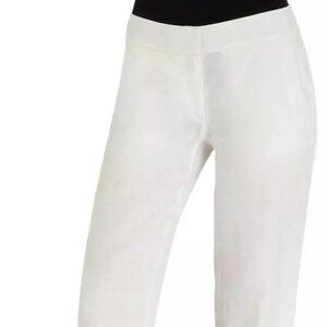 Eileen Fisher White Organic Linen Pull-On Cropped Pants L Large